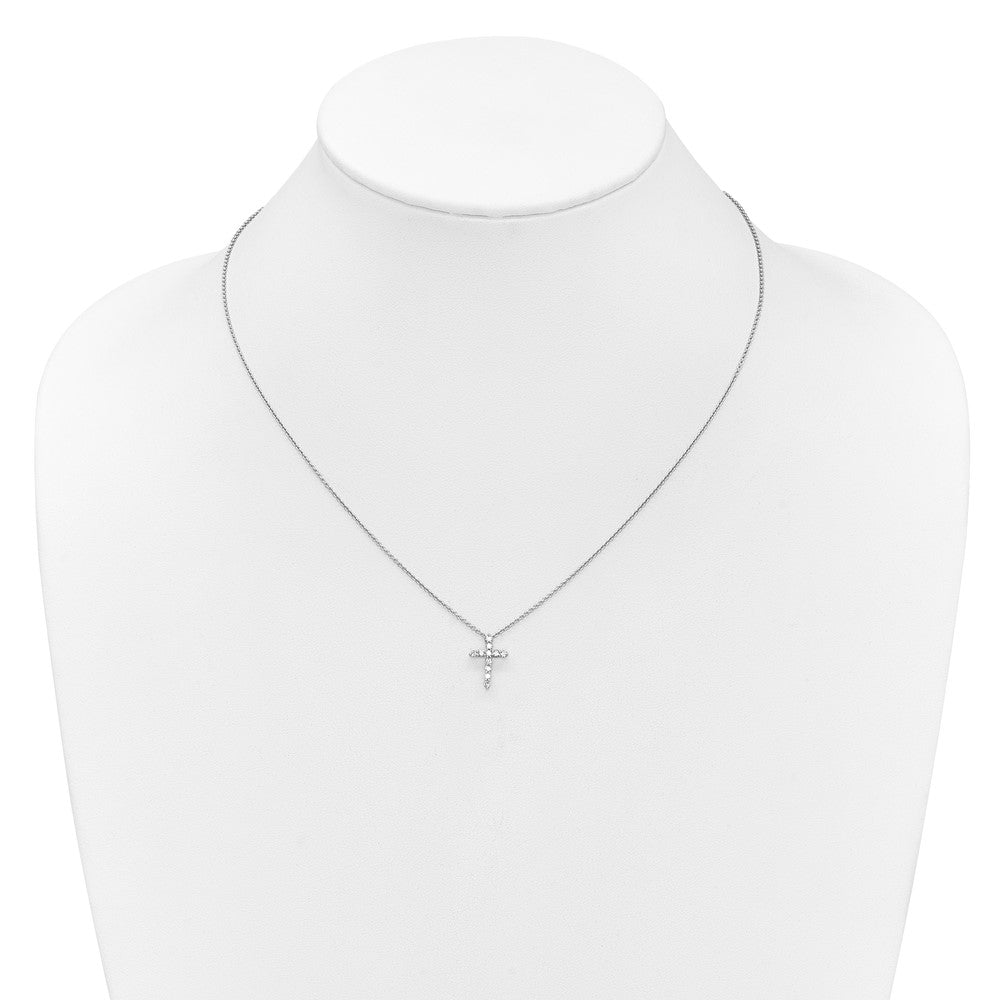 LGWN 14k White Gold 1/4 carat Lab Grown Diamond VS/SI+ G+ Complete 18 inch Cross Pendant Necklace
