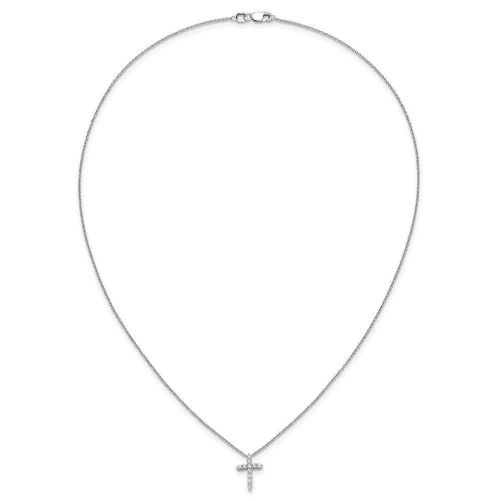 LGWN 14k White Gold 1/4 carat Lab Grown Diamond VS/SI+ G+ Complete 18 inch Cross Pendant Necklace