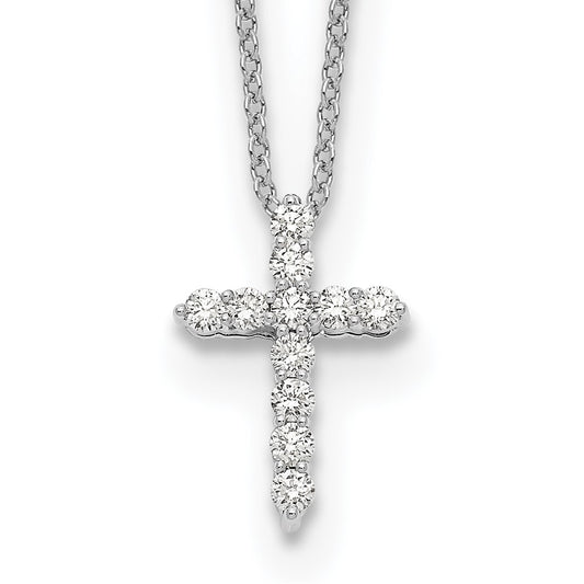LGWN 14k White Gold 1/4 carat Lab Grown Diamond VS/SI+ G+ Complete 18 inch Cross Pendant Necklace