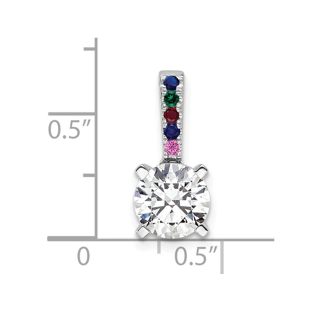 GG 14K White Gold Lab Grown VS/SI FGH Dia and Multi Gemstone Semi-Mount Pendan