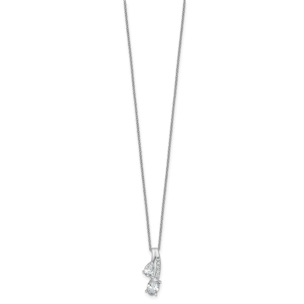 LGGN 14k White Gold 7/8 carat Lab Grown Diamond VS/SI+ G+ Oval and Pear Complete 18 inch Two Stone Pendant Necklace