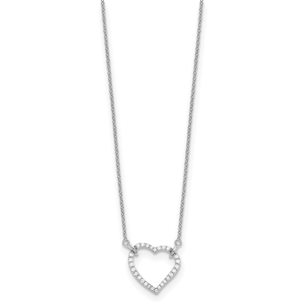 LGWN 14k White Gold 1/5 carat Lab Grown Diamond VS/SI+ G+ Complete 18 inch Heart Necklace