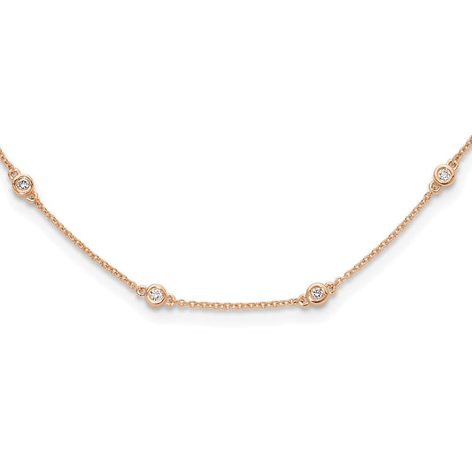 LGYN 14K Rose Gold 1/2 carat Lab Grown Diamond VS+ F+ Complete 18 Station 18 in Necklace