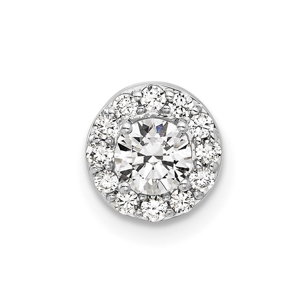 LGWP 14k White Gold 1/2 carat Lab Grown Diamond VS/SI+ G+ Round Complete Halo Chain Slide Pendant