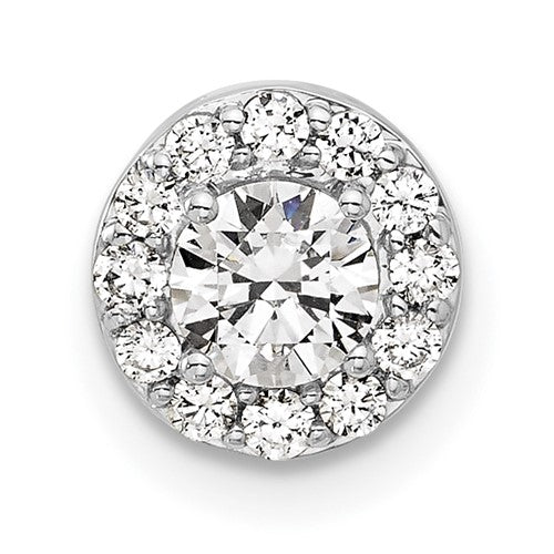 LGWP 14k White Gold 1/2 carat Lab Grown Diamond VS/SI+ G+ Round Complete Halo Chain Slide Pendant