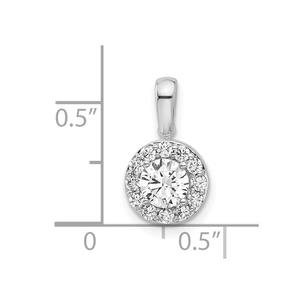 LGWP 14k White Gold 3/4 carat Lab Grown Diamond VS/SI+ G+ Round Complete Halo Pendant
