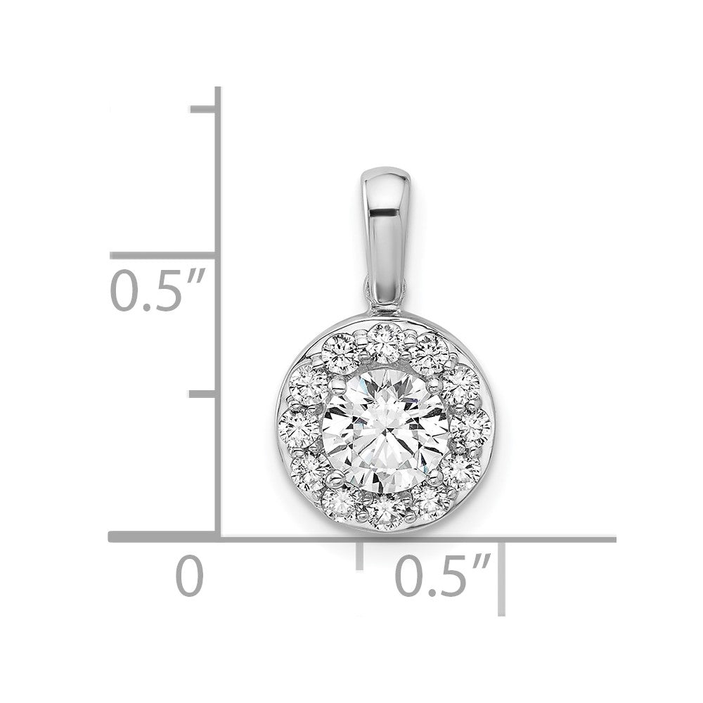LGGP 14k White Gold 1 carat Lab Grown Diamond VS/SI+ G+ Round Complete Halo Pendant