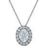 LGWN 14k White Gold 2 1/2 carat Certified Lab Grown Diamond VS/SI+ G+ Complete 18 inch Oval Halo Pendant Necklace