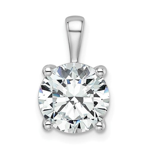 LGWE 14k White Gold 3 carat Lab Grown Diamond VS+ F+ Round Complete Four Prong Pendant