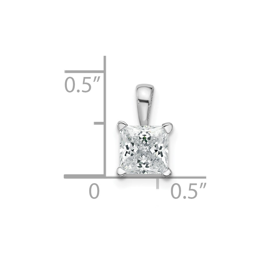 LGWP 14k White Gold 1 carat Lab Grown Diamond VS/SI+ G+ Princess Complete Four Prong Pendant