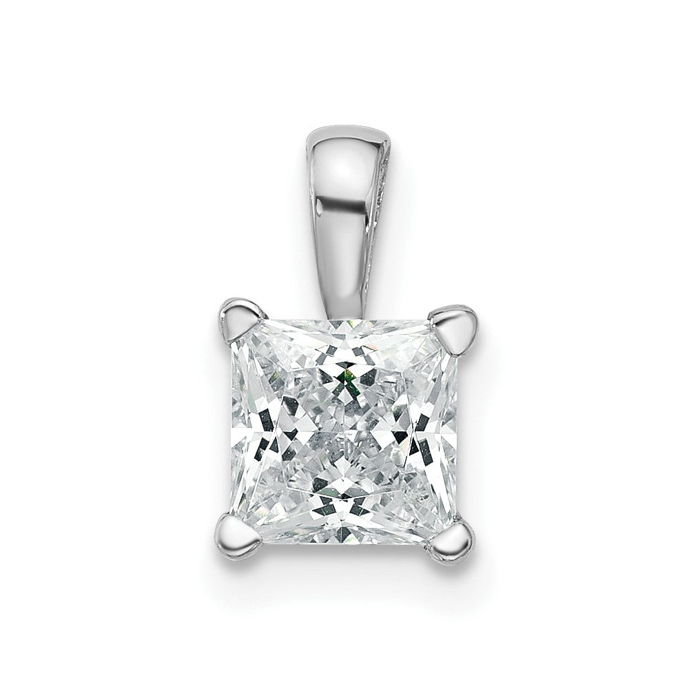 LGWP 14k White Gold 1 carat Lab Grown Diamond VS/SI+ G+ Princess Complete Four Prong Pendant