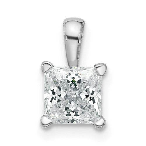 LGWP 14k White Gold 1 carat Lab Grown Diamond VS/SI+ G+ Princess Complete Four Prong Pendant