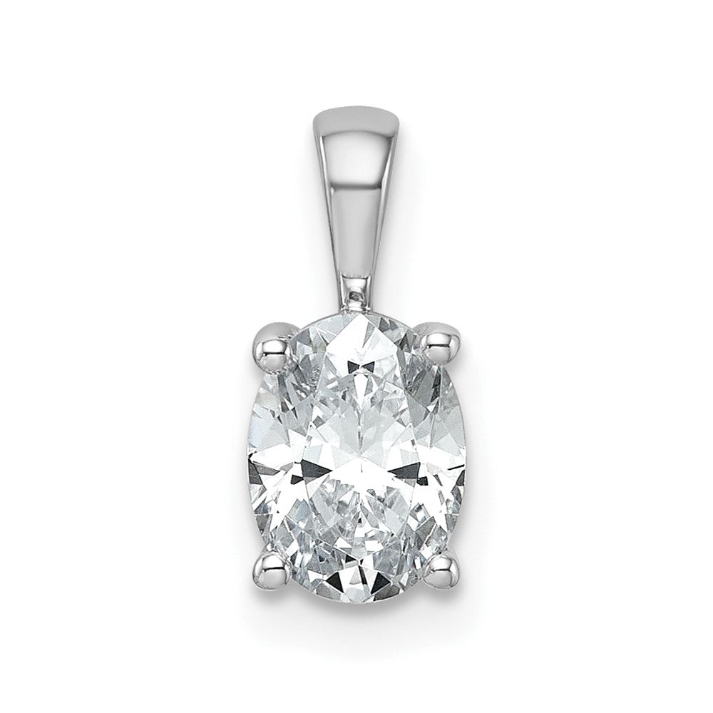 LGWP 14k White Gold 1 carat Lab Grown Diamond VS+ F+ Oval Complete Four Prong Pendant