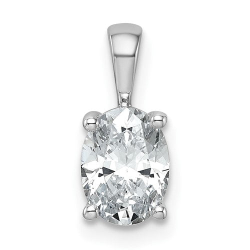 LGWP 14k White Gold 1 carat Lab Grown Diamond VS+ F+ Oval Complete Four Prong Pendant