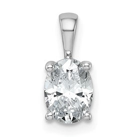 LGWP 14k White Gold 1 carat Lab Grown Diamond VS+ F+ Oval Complete Four Prong Pendant