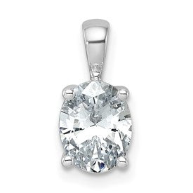 LGWP 14k White Gold 1 1/2 carat Lab Grown Diamond VS/SI+ G+ Oval Complete Four Prong Pendant