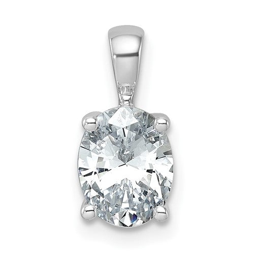 LGWP 14k White Gold 1 1/2 carat Lab Grown Diamond VS/SI+ G+ Oval Complete Four Prong Pendant