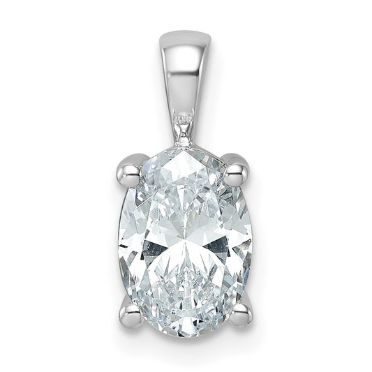 LGWP 14k White Gold 2 carat Lab Grown Diamond VS+ F+ Oval Complete Four Prong Pendant