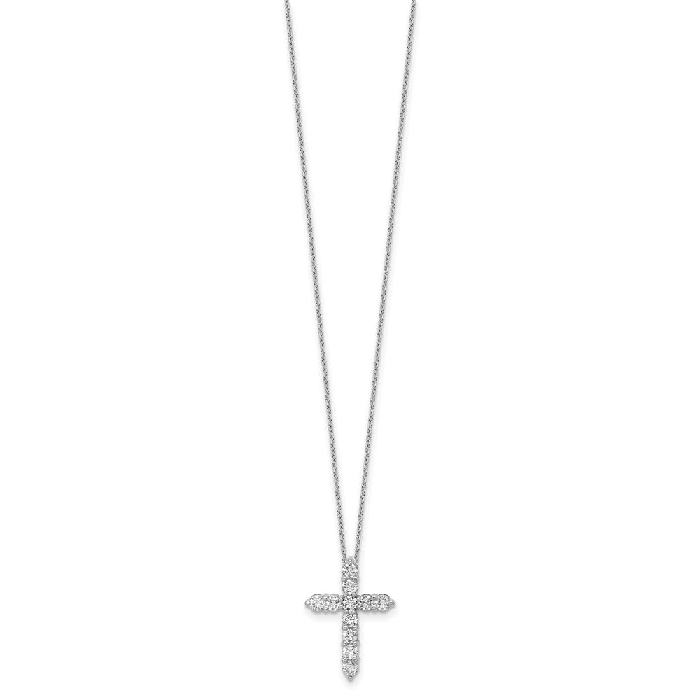 LGGC 14k White Gold 1 carat Lab Grown Diamond VS/SI+ G+ Complete 18 inch Cross Pendant Necklace