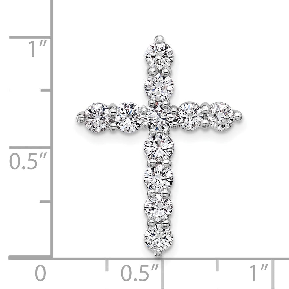 LGGC 14k White Gold 1 1/2 carat Lab Grown Diamond VS/SI+ G+ Complete Cross Chain Slide Pendant
