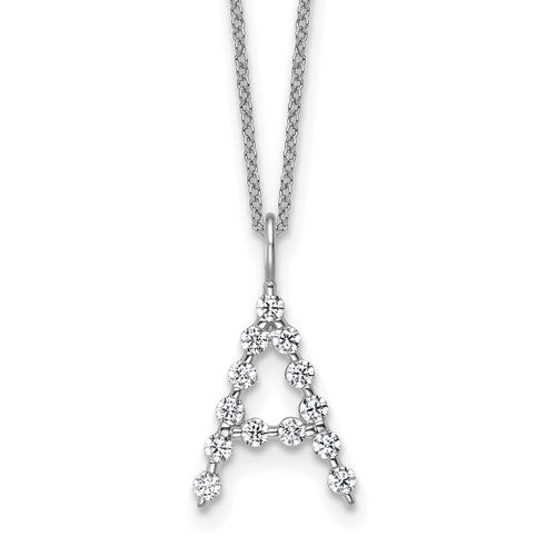 LGWN 14K White Gold 3/8 carat Lab Grown Diamond VS+ F+ Complete Alphabet A Pendant Necklace