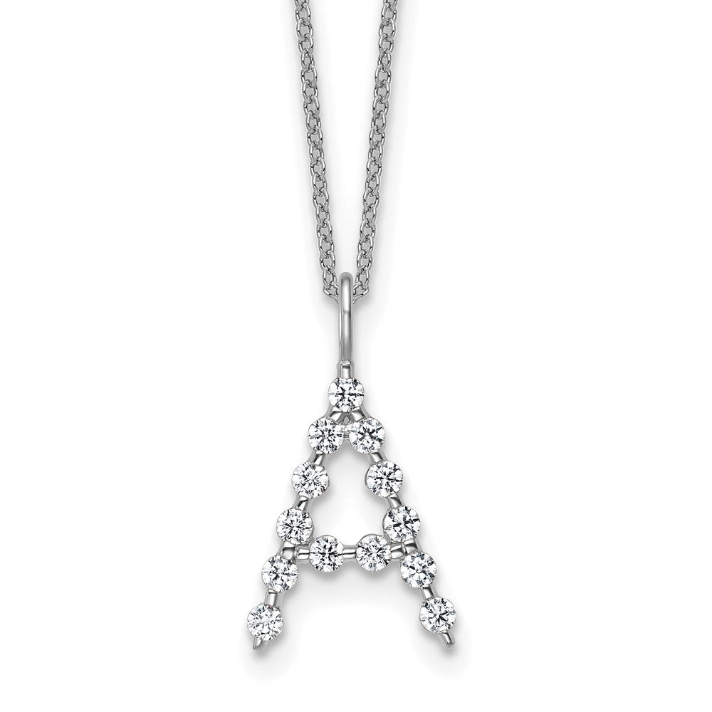 LGWN 14K White Gold 3/8 carat Lab Grown Diamond VS+ F+ Complete Alphabet A Pendant Necklace