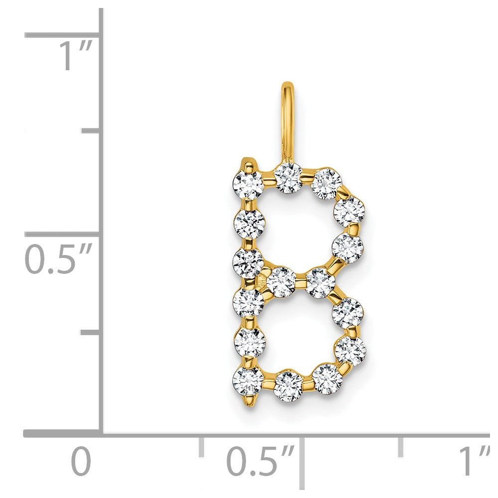 LGYP 14K Yellow Gold 1/2 carat Lab Grown Diamond VS+ F+ Complete Alphabet B Pendant