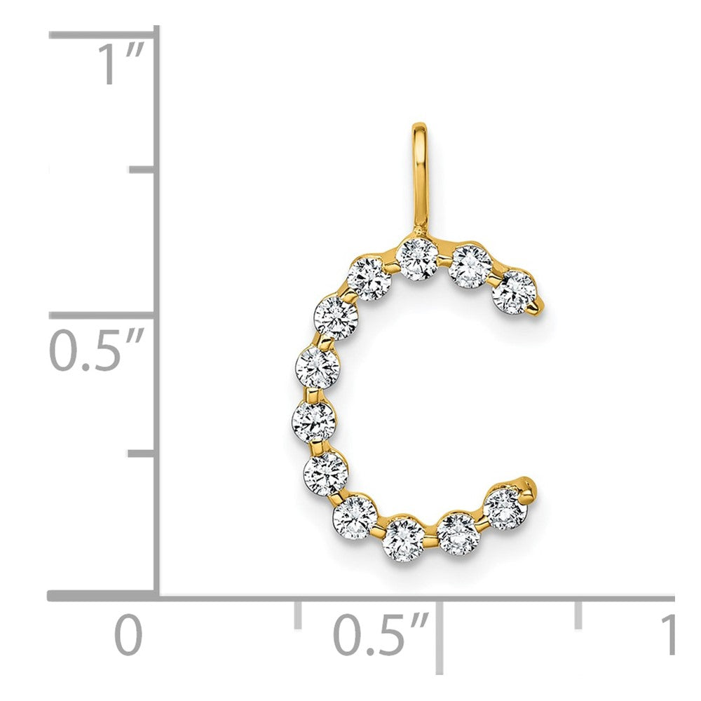 LGYP 14K Yellow Gold 3/8 carat Lab Grown Diamond VS+ F+ Complete Alphabet C Pendant