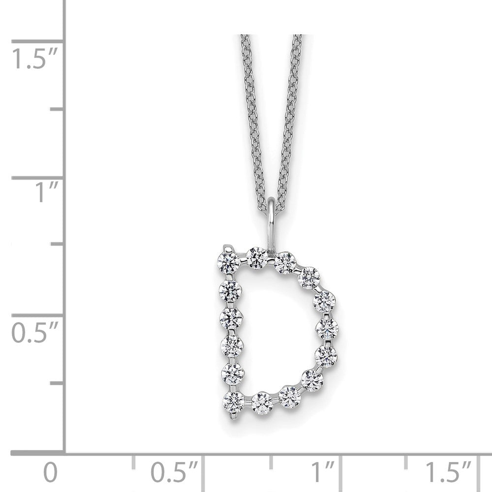 LGWN 14K White Gold 1/2 carat Lab Grown Diamond VS+ F+ Complete Alphabet D Pendant Necklace