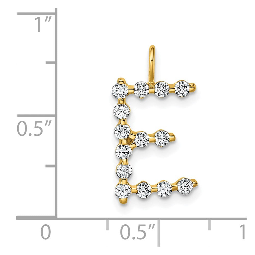LGYP 14K Yellow Gold 1/2 carat Lab Grown Diamond VS+ F+ Complete Alphabet E Pendant