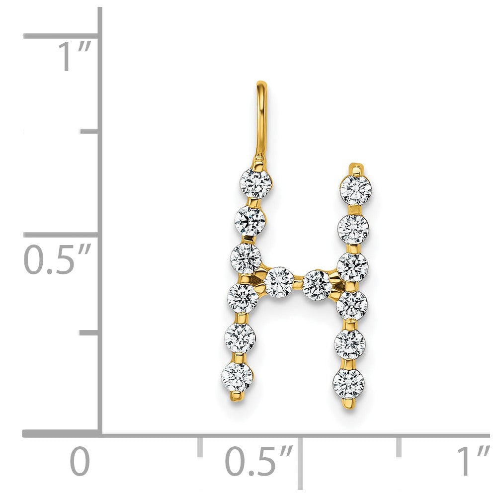 LGYP14K Yellow Gold 1/2 carat Lab Grown Diamond VS+ F+ Complete Alphabet H Pendant