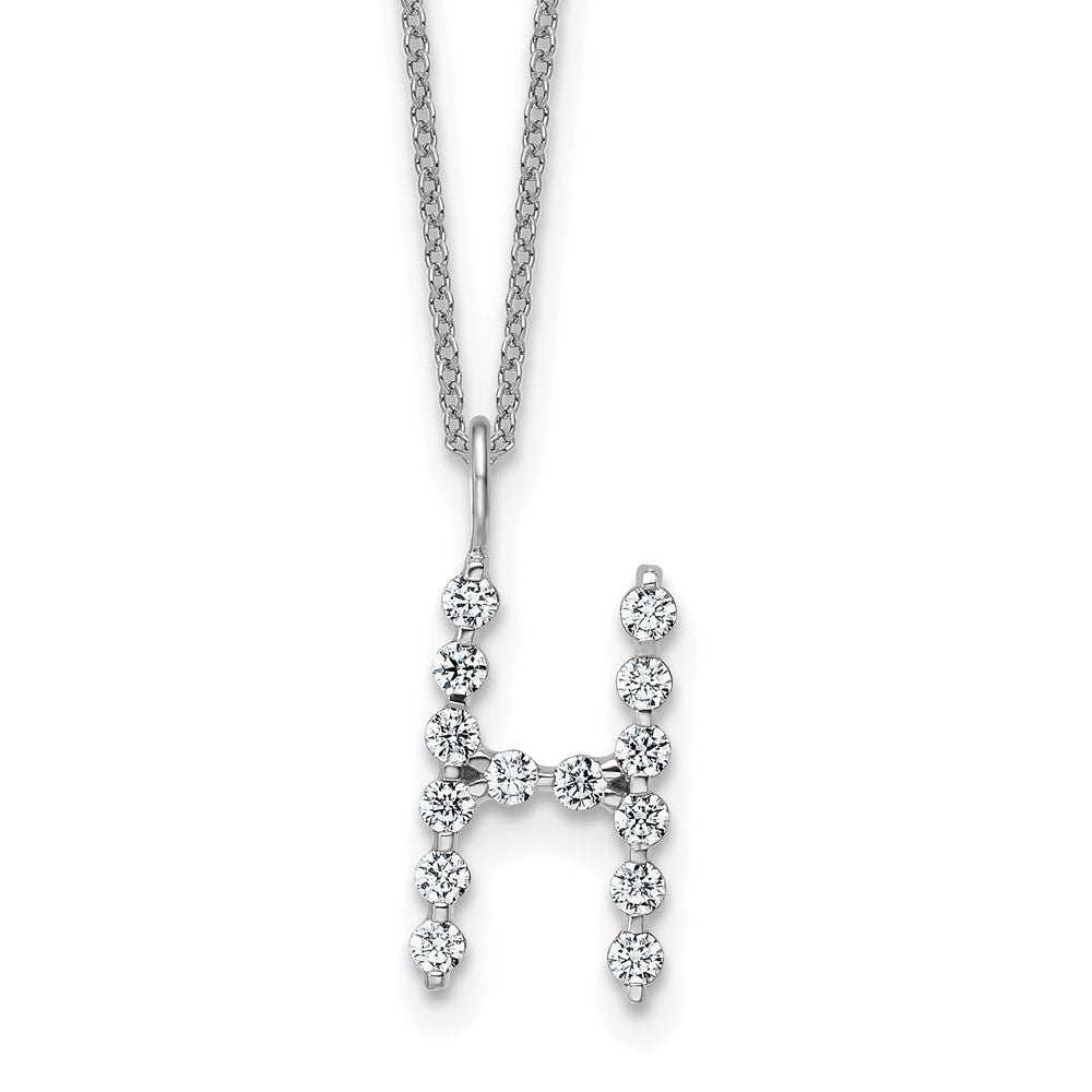 LGWN 14K White Gold 1/2 carat Lab Grown Diamond VS+ F+ Complete Alphabet H Pendant Necklace