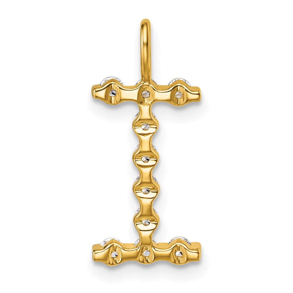 LGYP 14K Yellow Gold 1/3 carat Lab Grown Diamond VS+ F+ Complete Alphabet I Pendant