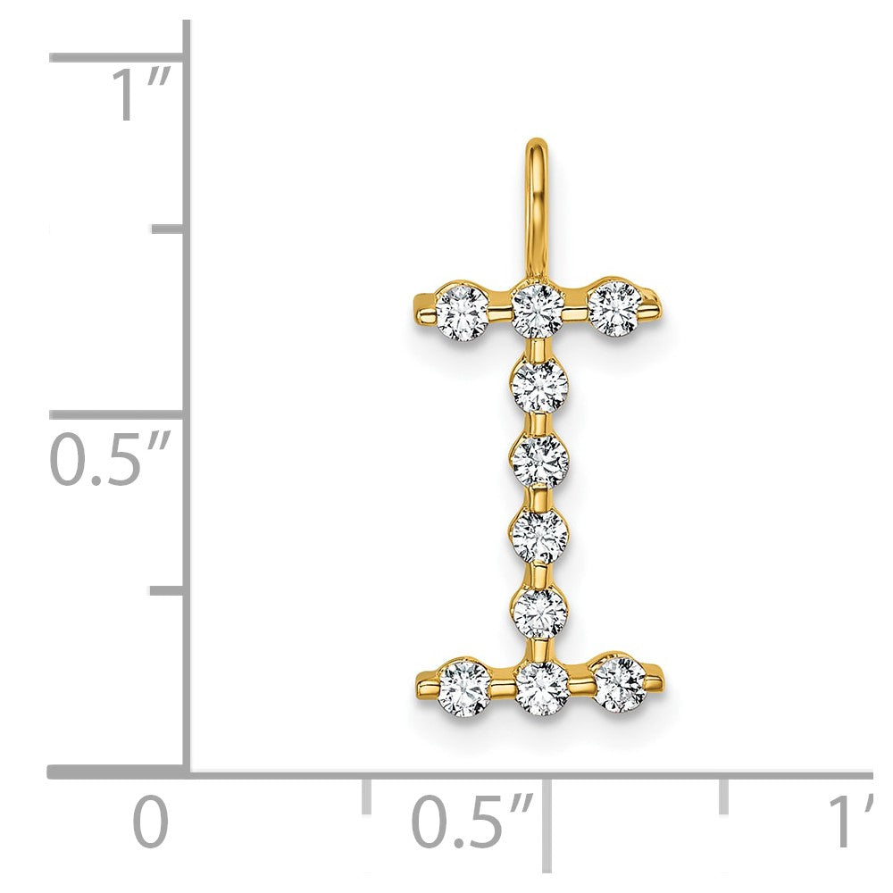 LGYP 14K Yellow Gold 1/3 carat Lab Grown Diamond VS+ F+ Complete Alphabet I Pendant