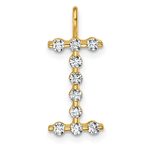 LGYP 14K Yellow Gold 1/3 carat Lab Grown Diamond VS+ F+ Complete Alphabet I Pendant