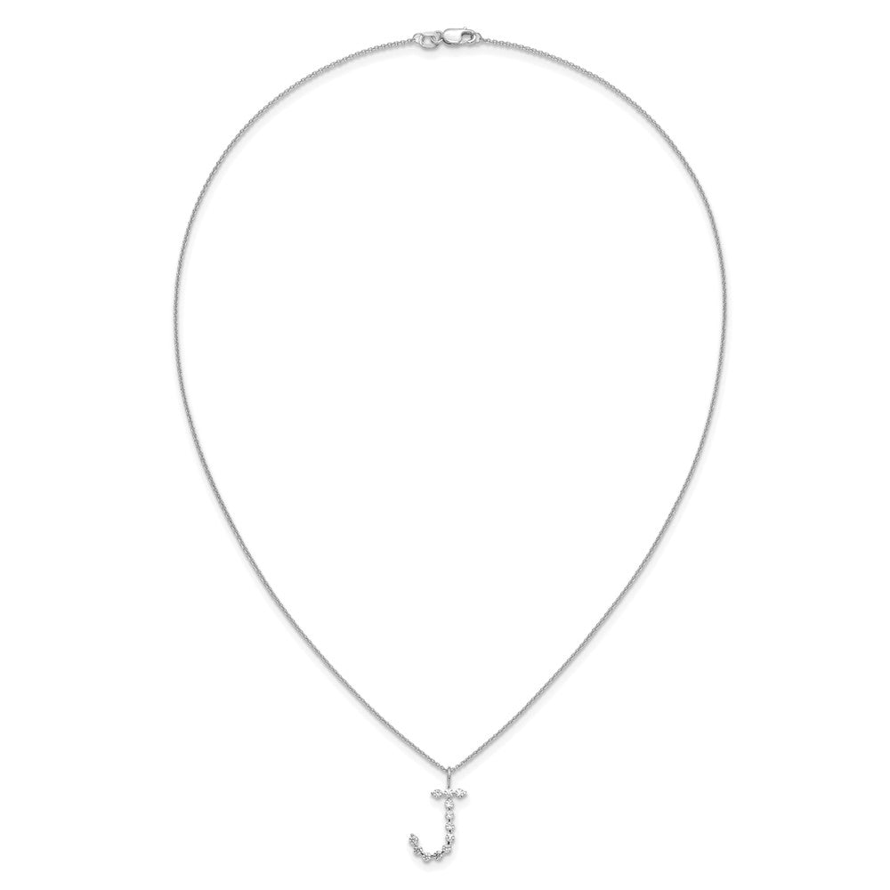 LGWN 14K White Gold 3/8 carat Lab Grown Diamond VS+ F+ Complete Alphabet J Pendant Necklace