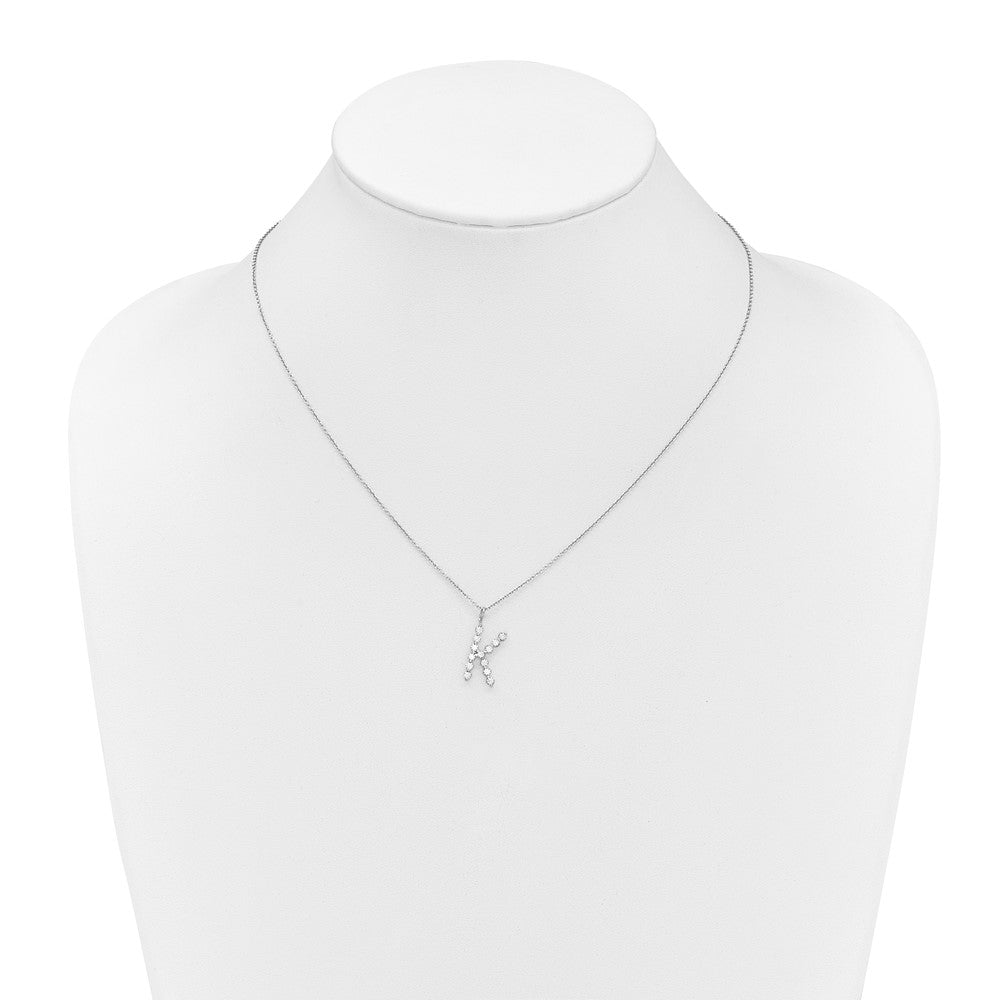 LGWN 14K White Gold 3/8 carat Lab Grown Diamond VS+ F+ Complete Alphabet K Pendant Necklace