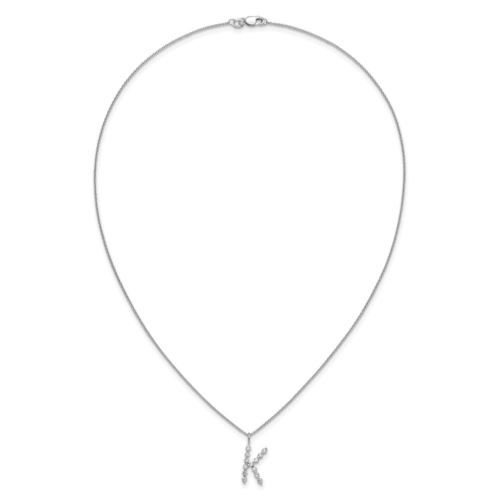 LGWN 14K White Gold 3/8 carat Lab Grown Diamond VS+ F+ Complete Alphabet K Pendant Necklace