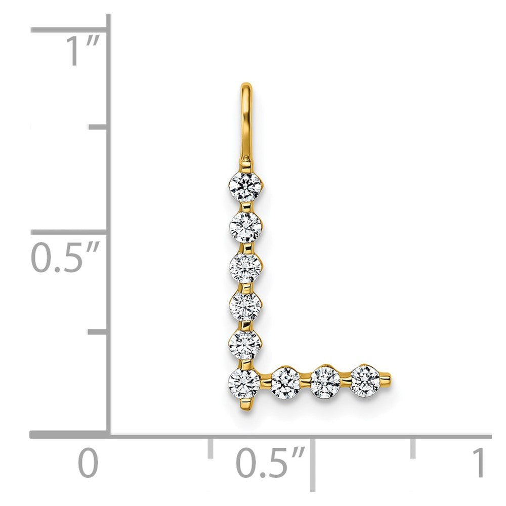 LGYP 14K Yellow Gold 1/3 carat Lab Grown Diamond VS+ F+ Complete Alphabet L Pendant