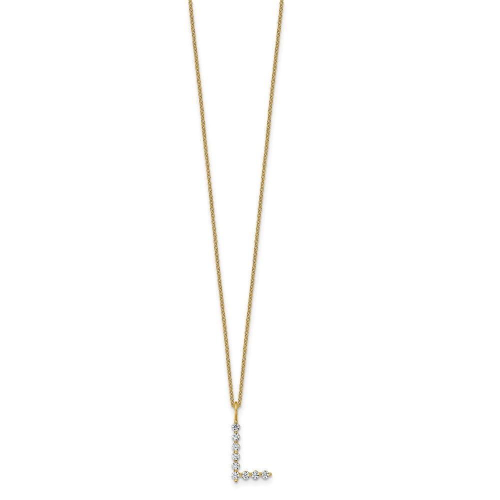 LGYN 14K Yellow Gold 1/3 carat Lab Grown Diamond VS+ F+ Complete Alphabet L Pendant Necklace