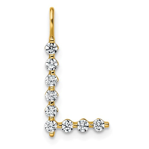 LGYP 14K Yellow Gold 1/3 carat Lab Grown Diamond VS+ F+ Complete Alphabet L Pendant