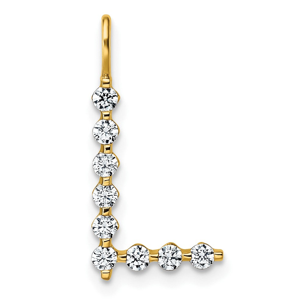 LGYP 14K Yellow Gold 1/3 carat Lab Grown Diamond VS+ F+ Complete Alphabet L Pendant