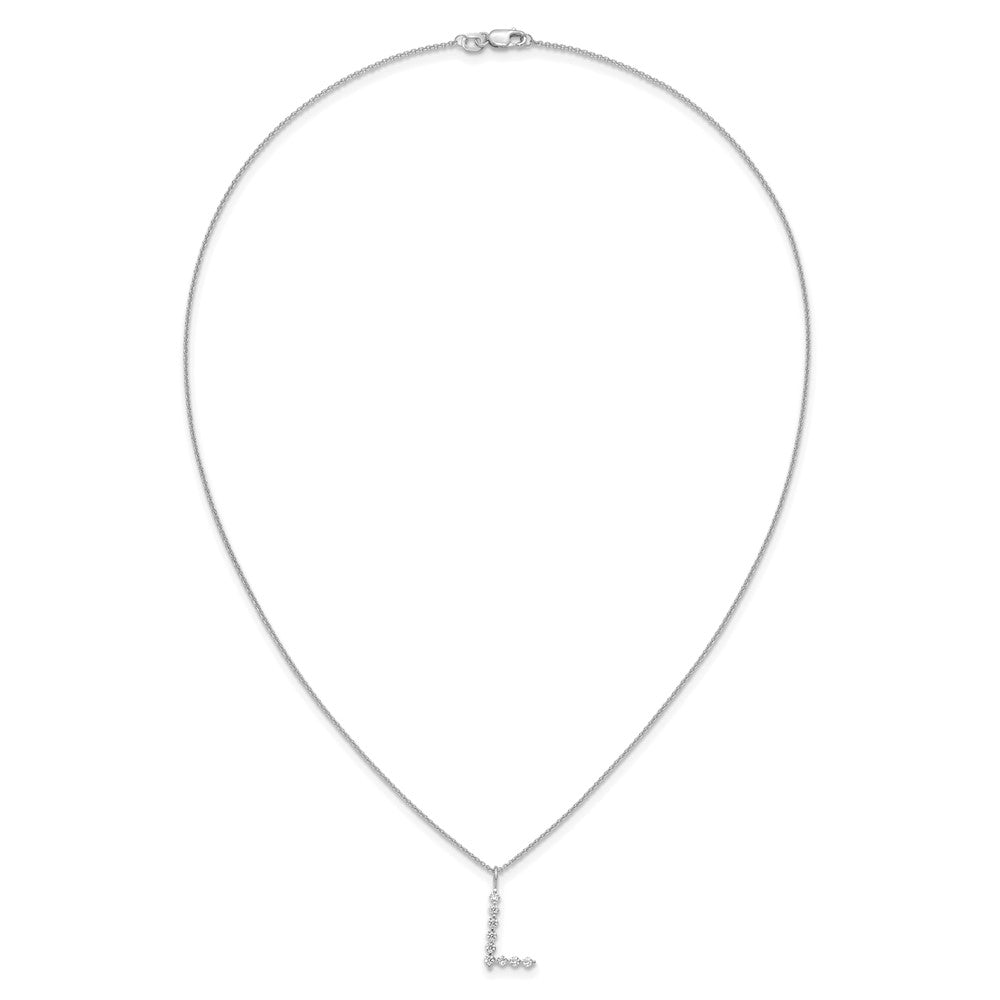 LGWN 14K White Gold 1/3 carat Lab Grown Diamond VS+ F+ Complete Alphabet L Pendant Necklace