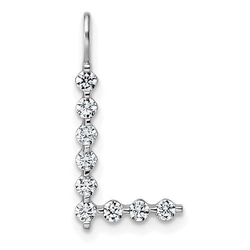 LGWP 14K White Gold 1/3 carat Lab Grown Diamond VS+ F+ Complete Alphabet L Pendant