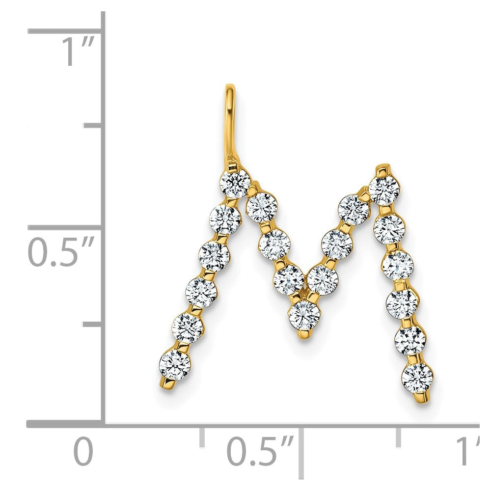 LGYP 14K Yellow Gold 5/8 carat Lab Grown Diamond VS+ F+ Complete Alphabet M Pendant