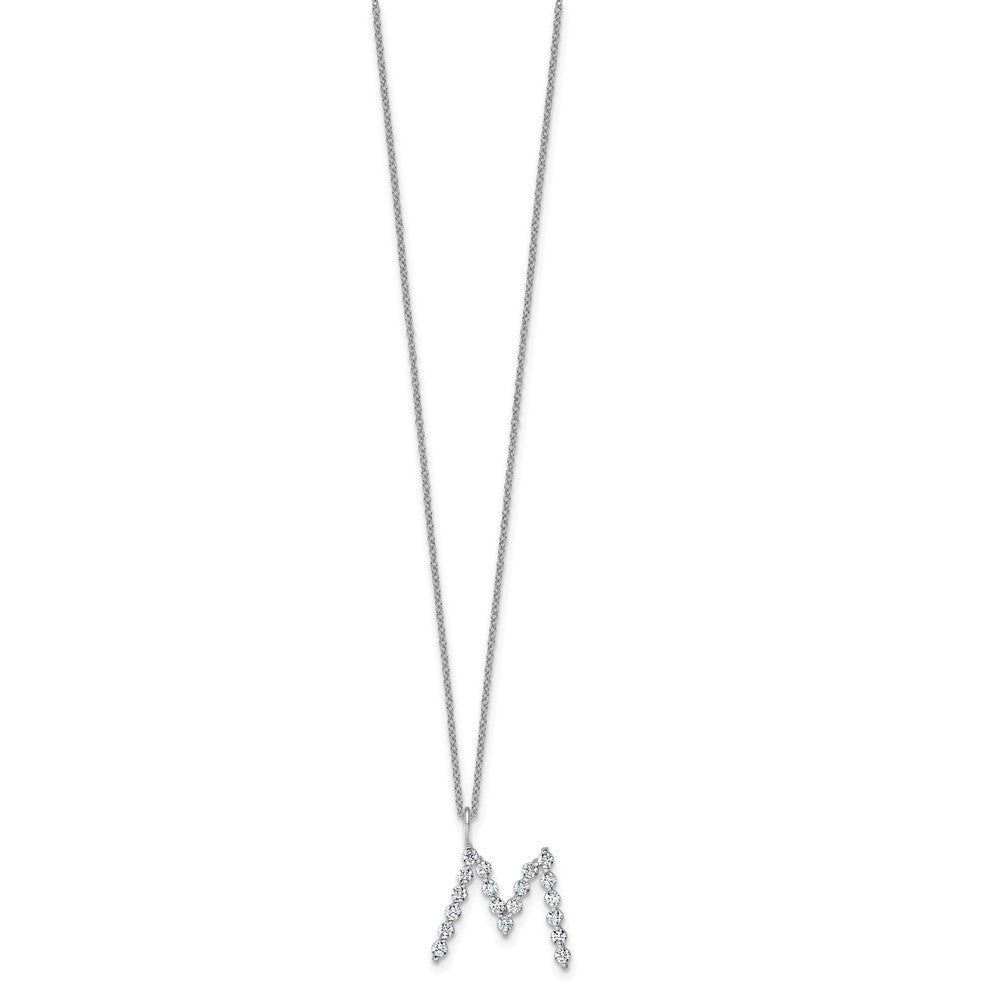 LGWN 14K White Gold 5/8 carat Lab Grown Diamond VS+ F+ Complete Alphabet M Pendant Necklace