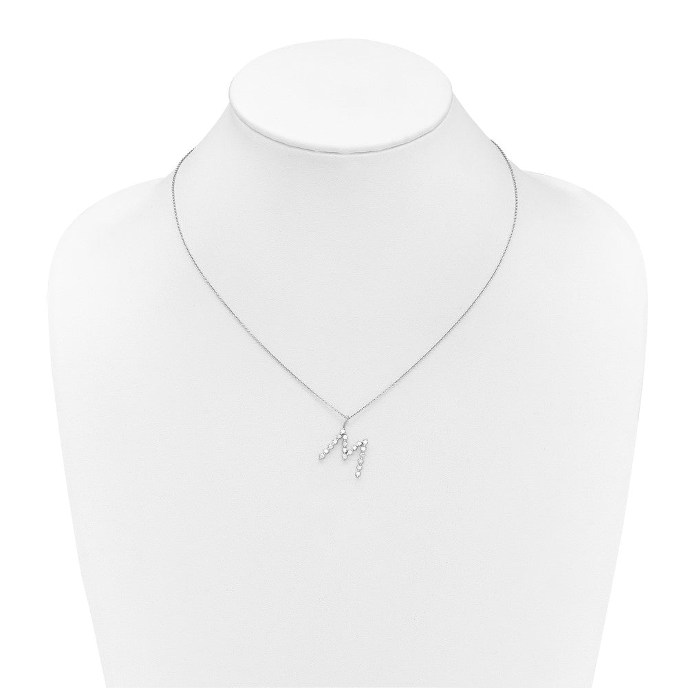LGWN 14K White Gold 5/8 carat Lab Grown Diamond VS+ F+ Complete Alphabet M Pendant Necklace