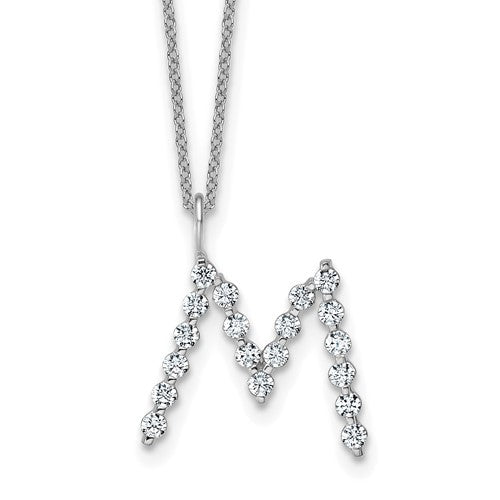 LGWN 14K White Gold 5/8 carat Lab Grown Diamond VS+ F+ Complete Alphabet M Pendant Necklace