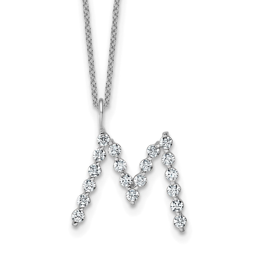 LGWN 14K White Gold 5/8 carat Lab Grown Diamond VS+ F+ Complete Alphabet M Pendant Necklace