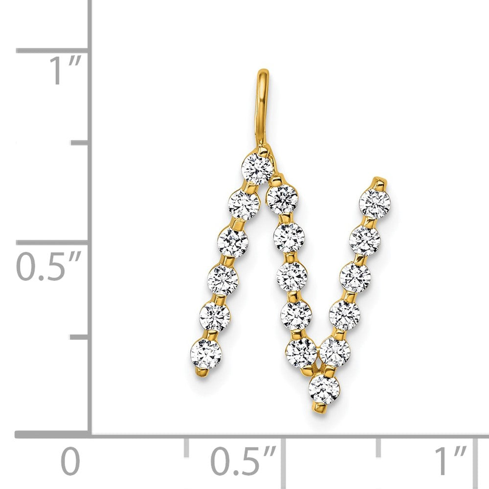 LGYP 14K Yellow Gold 5/8 carat Lab Grown Diamond VS+ F+ Complete Alphabet N Pendant